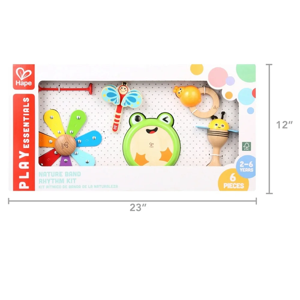 NEW Baby Hape Nature Band Rhythm Kit One Size Green Multicolor Learning Toy